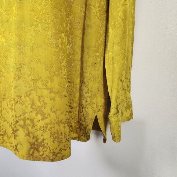 Soft Surrounding Top Blouse Women Medium Suranya Satin Gold Long Sleeve Jacquard - Picture 6 of 10